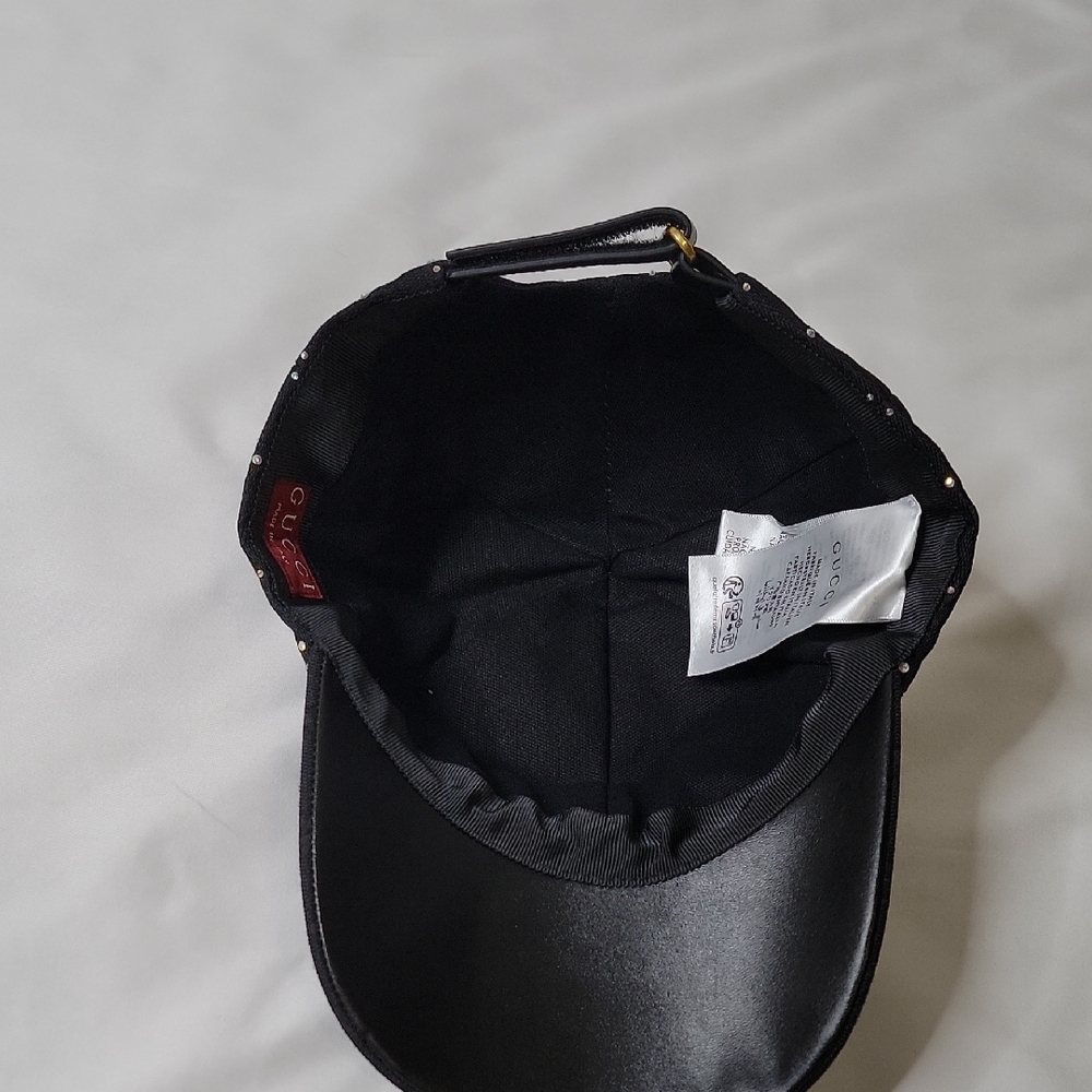 Gucci Black Monogram GG Rhinestone Cap - Picture 5 of 6
